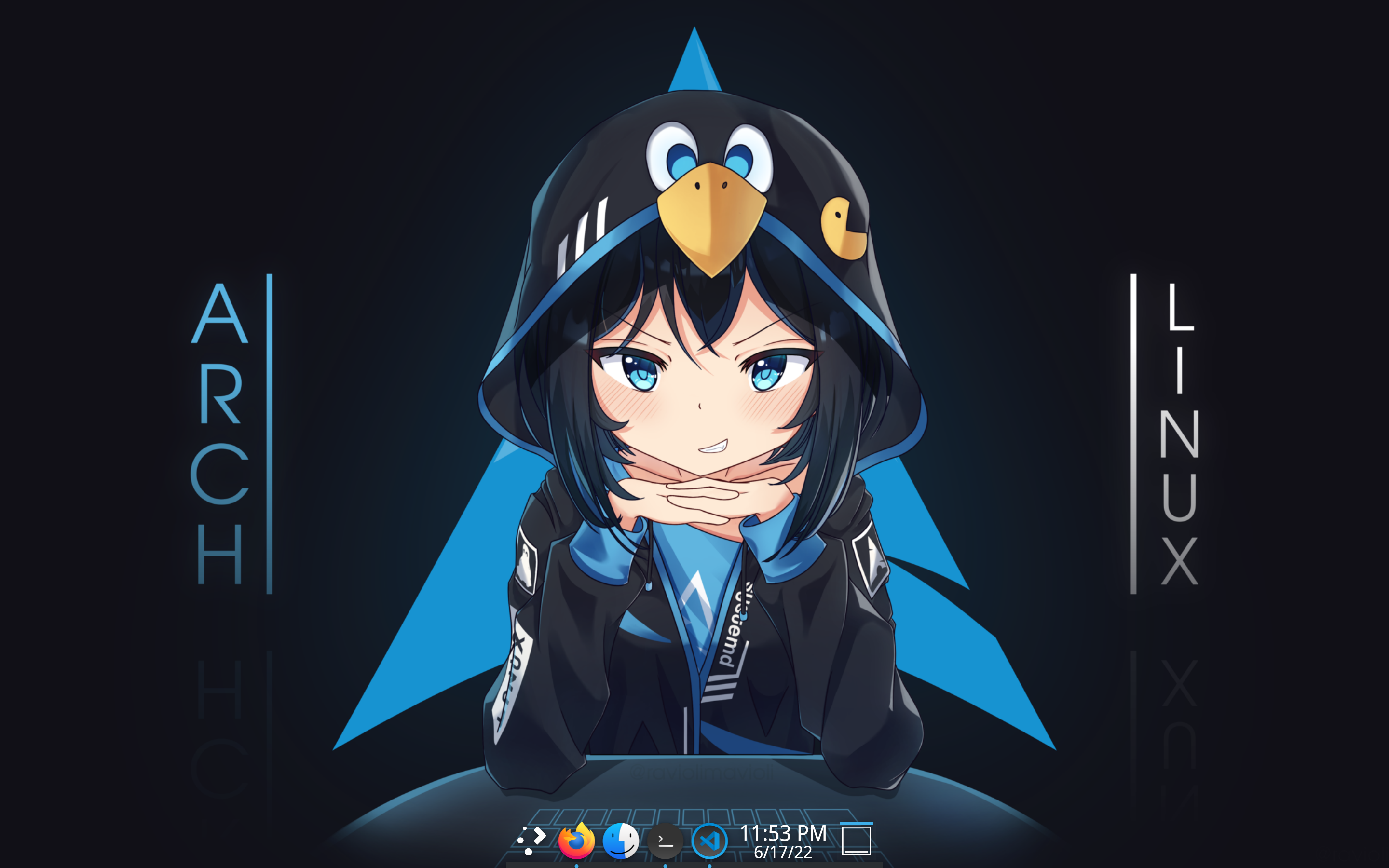 Arch 娘当 ArchLinux 桌面真有意思